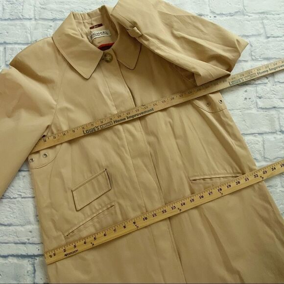 Michael Michael Kors Women’s Tan Full Button Trench Coat Size Large/XL Petite - Picture 9 of 15